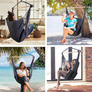 Gardeon Hammock Chair Outdoor Camping Hanging Hammocks Cushion Pillow Grey-4