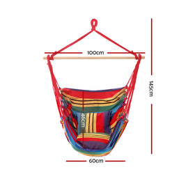 Gardeon Hammock Chair Outdoor Camping Hanging Hammocks Cushion Pillow Rainbow - 0