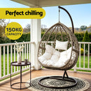 Gardeon Outdoor Egg Swing Chair Wicker Rattan Furniture Pod Stand Cushion Latte-6