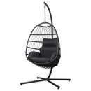 Gardeon Outdoor Egg Swing Chair Hanging Chair Wicker Rope Pod Stand Foldable Grey-1