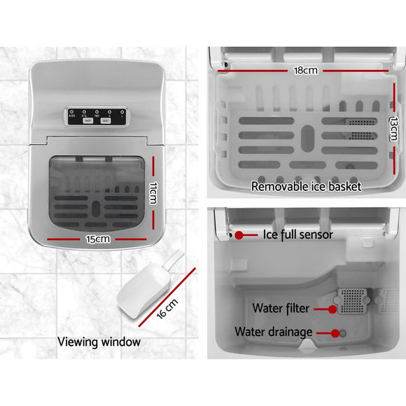 Devanti 12kg Ice Maker Machine Silver