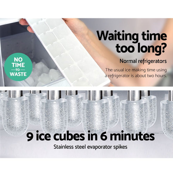 DEVANTi Portable Ice Cube Maker Machine 2L Home Bar Benchtop Easy Quick Red