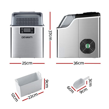 Devanti 20kg Ice Maker Machine Stainless Steel - 0