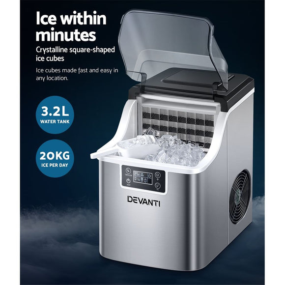 Devanti 20kg Ice Maker Machine Stainless Steel