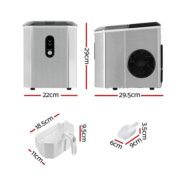 Devanti 12kg Ice Maker Machine w/Scoop Holder Silver
