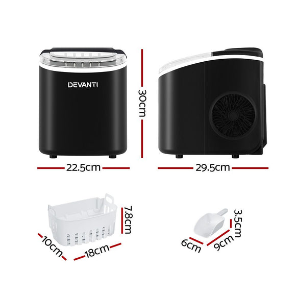 Devanti 12kg Ice Maker Machine w/Self Cleaning Black
