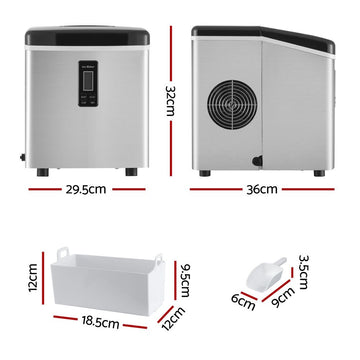 Devanti 3.2L Stainless Steel Portable Ice Cube Maker - 0