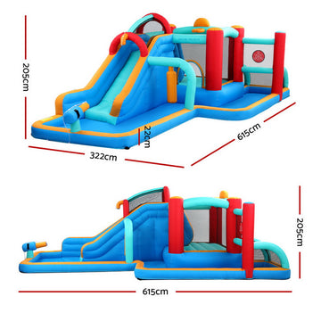 Kids Inflatable Water Slide Splash Pool Park Jumping Castle Bounce 615X322CM - 0