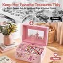Keezi Kids Jewellery Box Organiser for Girls Kids Music Box Princess Pink-7