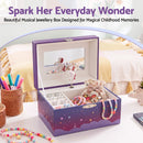 Keezi Kids Jewellery Box Organiser for Girls Kids Music Box Unicorn Purple-5