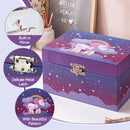 Keezi Kids Jewellery Box Organiser for Girls Kids Music Box Unicorn Purple-8