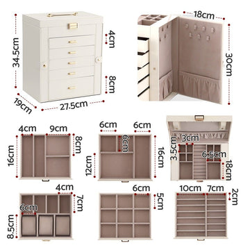 Embellir Jewellery Box 6 Layer Organiser Large Display Case Storage - 0