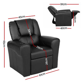 Keezi Kids Recliner Chair PU Leather Sofa Lounge Couch Children Armchair - 0