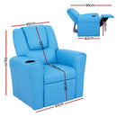 Keezi Kids Recliner Chair PU Leather Sofa Lounge Couch Children Armchair Blue-2