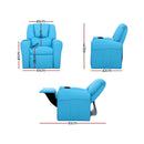 Keezi Kids Recliner Chair PU Leather Sofa Lounge Couch Children Armchair Blue-2