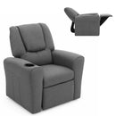 Keezi Kids Recliner Chair Grey Linen Soft Sofa Lounge Couch Children Armchair-1