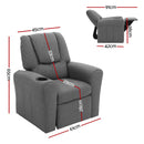 Keezi Kids Recliner Chair Grey Linen Soft Sofa Lounge Couch Children Armchair-2