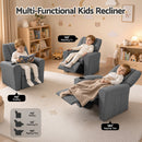 Keezi Kids Recliner Chair Grey Linen Soft Sofa Lounge Couch Children Armchair-4