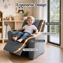 Keezi Kids Recliner Chair Grey Linen Soft Sofa Lounge Couch Children Armchair-5