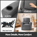 Keezi Kids Recliner Chair Grey Linen Soft Sofa Lounge Couch Children Armchair-7