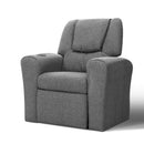 Keezi Kids Recliner Chair Linen Soft Sofa Lounge Couch Children Armchair Grey-1