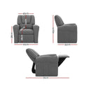Keezi Kids Recliner Chair Linen Soft Sofa Lounge Couch Children Armchair Grey-2