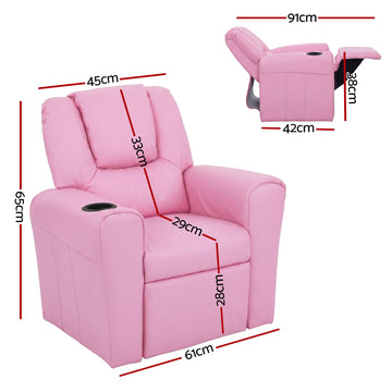 Keezi Kids Recliner Chair PU Leather Sofa Lounge Couch Children Armchair - 0
