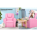 Keezi Kids Recliner Chair PU Leather Sofa Lounge Couch Children Armchair Pink-4