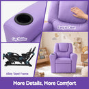 Keezi Kids Recliner Chair PU Leather Sofa Lounge Couch Children Armchair Purple-7