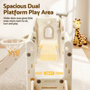 Keezi Kids Slide Set Toddler Indoor Playset With Drawing Board Beige-7