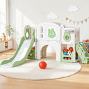 Keezi Kids Slide Swing Set Ball Hoop Rings Football Outdoor Toys Green-1