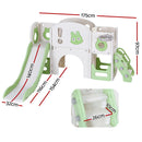 Keezi Kids Slide Swing Set Ball Hoop Rings Football Outdoor Toys Green-3