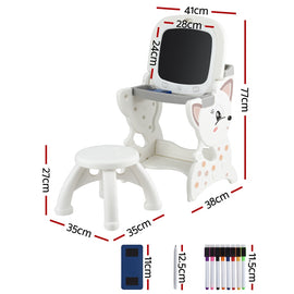 Keezi Kids Table and Chair Set 2 in 1 Easel Desk Stool w/ LCD Writing Tablet - 0