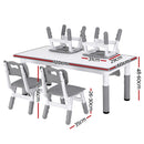 Keezi Kids Table and 4 Chairs Set Height Adjustable Toddler Desk and Chair Set for Ages 3-8, Children Activity Table with Graffiti Desktop for Learning Drawing Playing, Grey-2