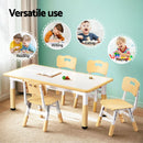 Keezi Kids Table and 4 Chairs Set Height Adjustable Toddler Desk and Chair Set for Ages 3-8, Children Activity Table with Graffiti Desktop for Learning Drawing Playing, Yellow-4