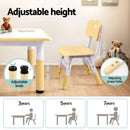 Keezi Kids Table and 4 Chairs Set Height Adjustable Toddler Desk and Chair Set for Ages 3-8, Children Activity Table with Graffiti Desktop for Learning Drawing Playing, Yellow-6