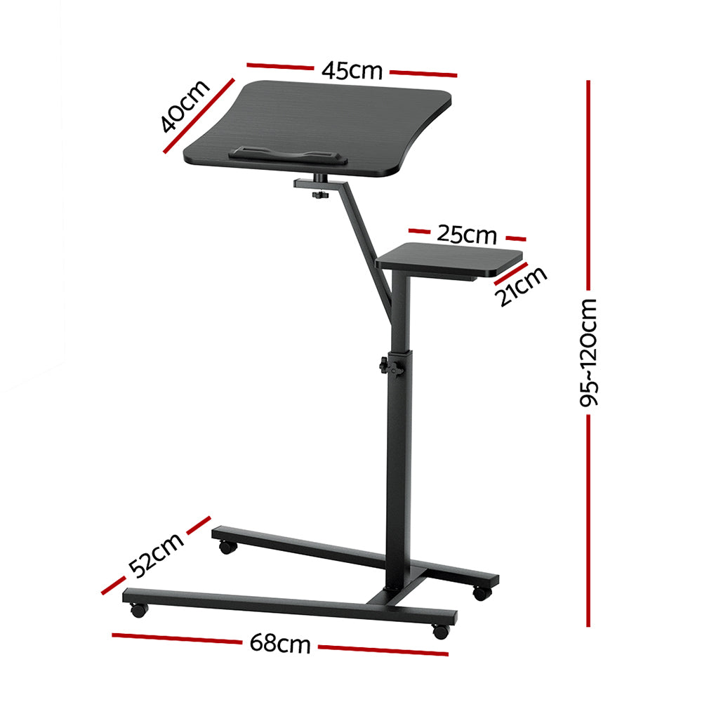 Artiss Laptop Desk Computer Table Height Adjustable Tiltable Mouse Board Black - 0