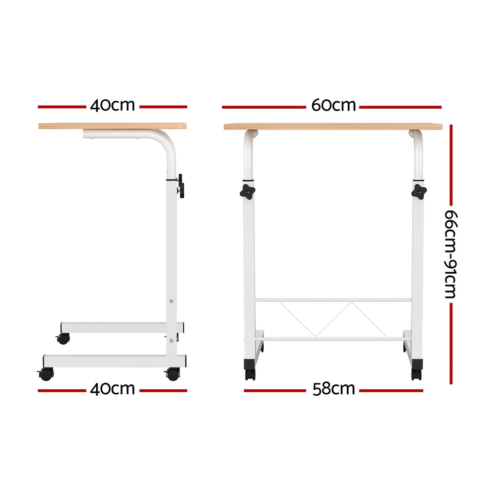 Artiss Laptop Desk Table Adjustable 60CM Light Wood - 0