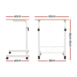 Artiss Laptop Desk Table Adjustable 60CM Light Wood - 0