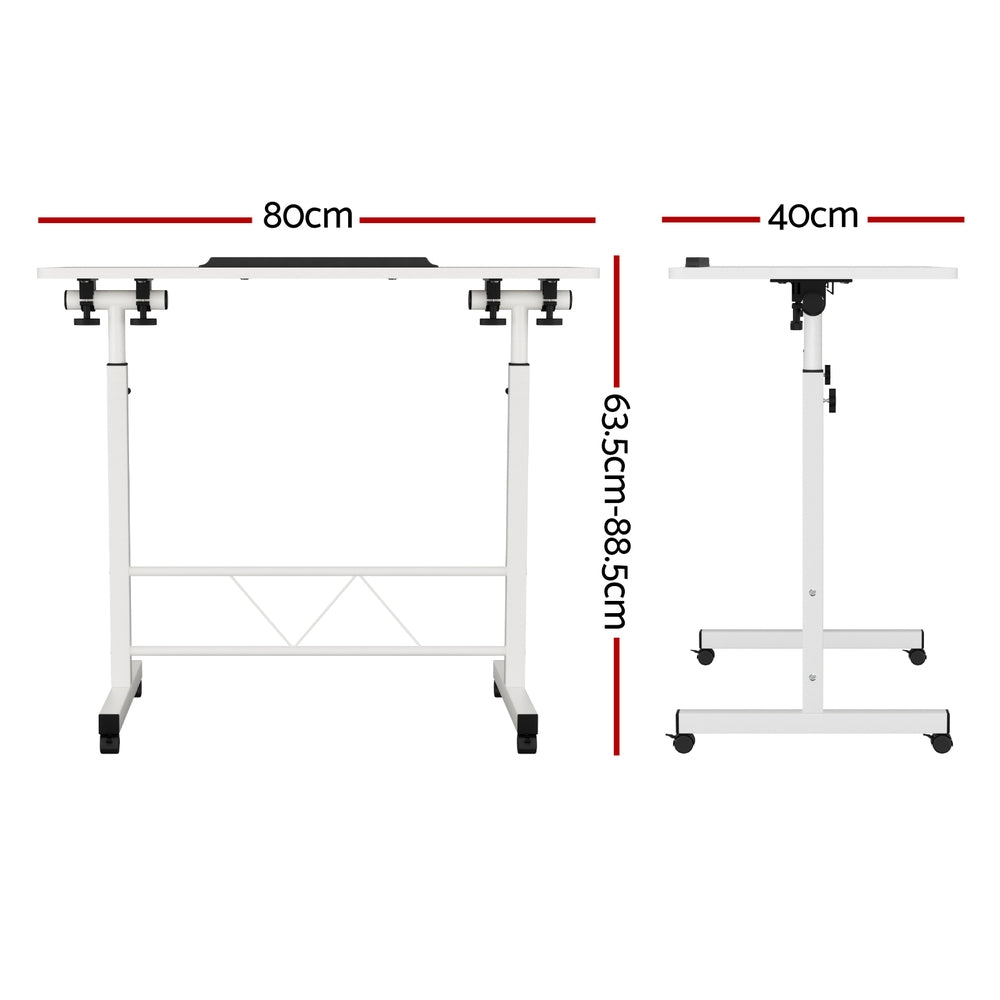 Artiss Laptop Desk Table Adjustable 80CM White - 0