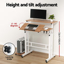 Artiss Laptop Desk Table Adjustable Light Wood 80CM-4