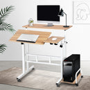 Artiss Laptop Desk Table Adjustable Light Wood 80CM-7