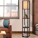 Artiss Floor Lamp 3 Tier Shelf Shelf Storage LED Light Stand Home Room Vintage Black-1