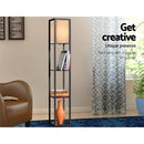 Artiss Floor Lamp 3 Tier Shelf Shelf Storage LED Light Stand Home Room Vintage Black-4