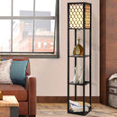 Artiss Floor Lamp 3 Tier Shelf Storage LED Light Stand Home Room Pattern Black-1