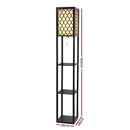 Artiss Floor Lamp 3 Tier Shelf Storage LED Light Stand Home Room Pattern Black-3