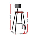 Artiss 2x Bar Stools Vintage Metal Chairs-4