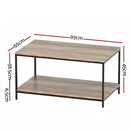 Artiss Coffee Table Rectangular 93CM Walnut Olin-2