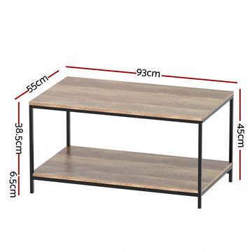 Artiss Coffee Table Rectangular 93CM Walnut Olin - 0