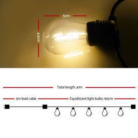 41m LED Festoon String Lights Christmas Decorations Wedding Party Outdoor Garden - 0